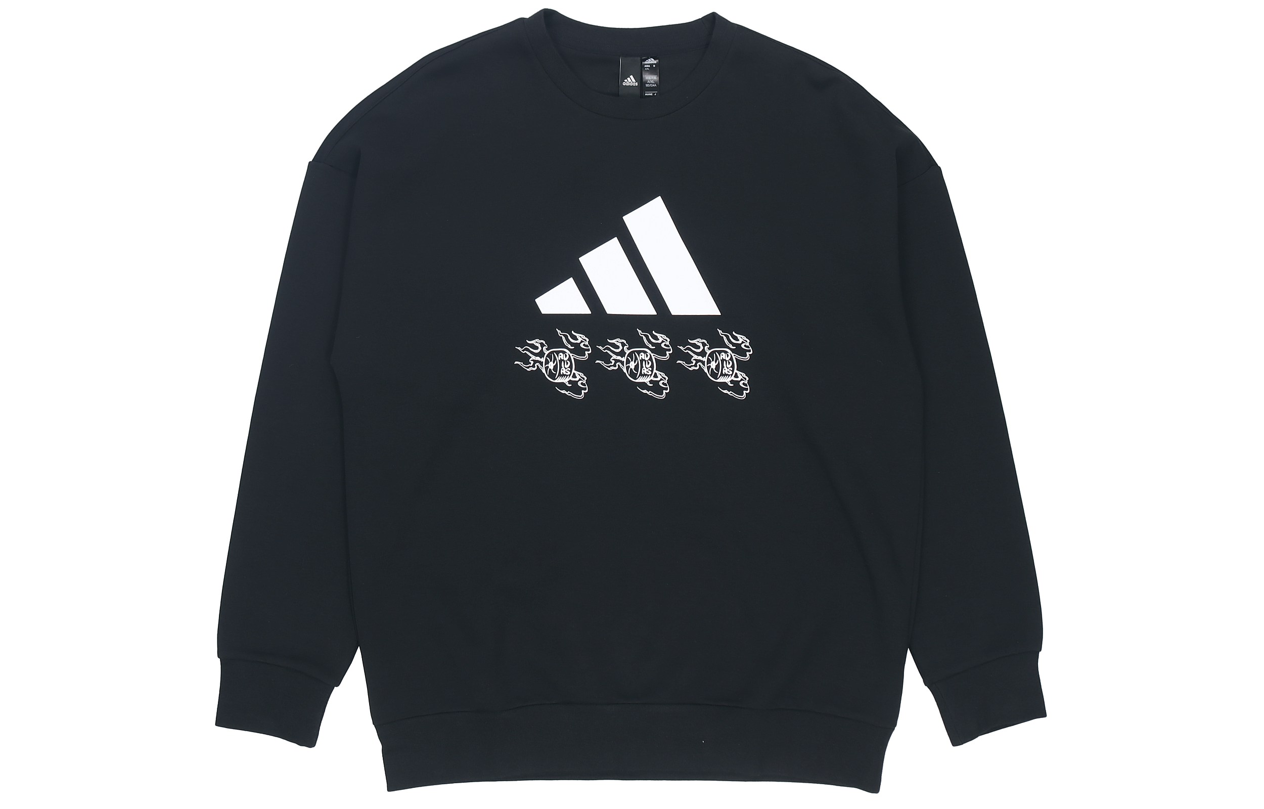 adidas Black Pullover Crewneck Sweatshirt with Logo Print GM4446