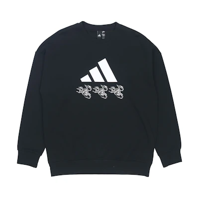 adidas Black Pullover Crewneck Sweatshirt with Logo Print GM4446