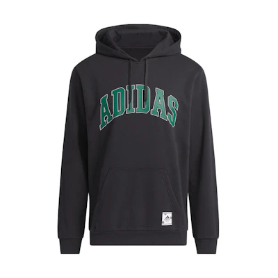 adidas Black Pullover Hoodie with Chest Lettering Print IN4209