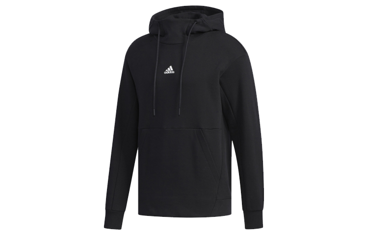adidas Black Pullover Hoodie with Drawstring and Sporty Design FJ0187