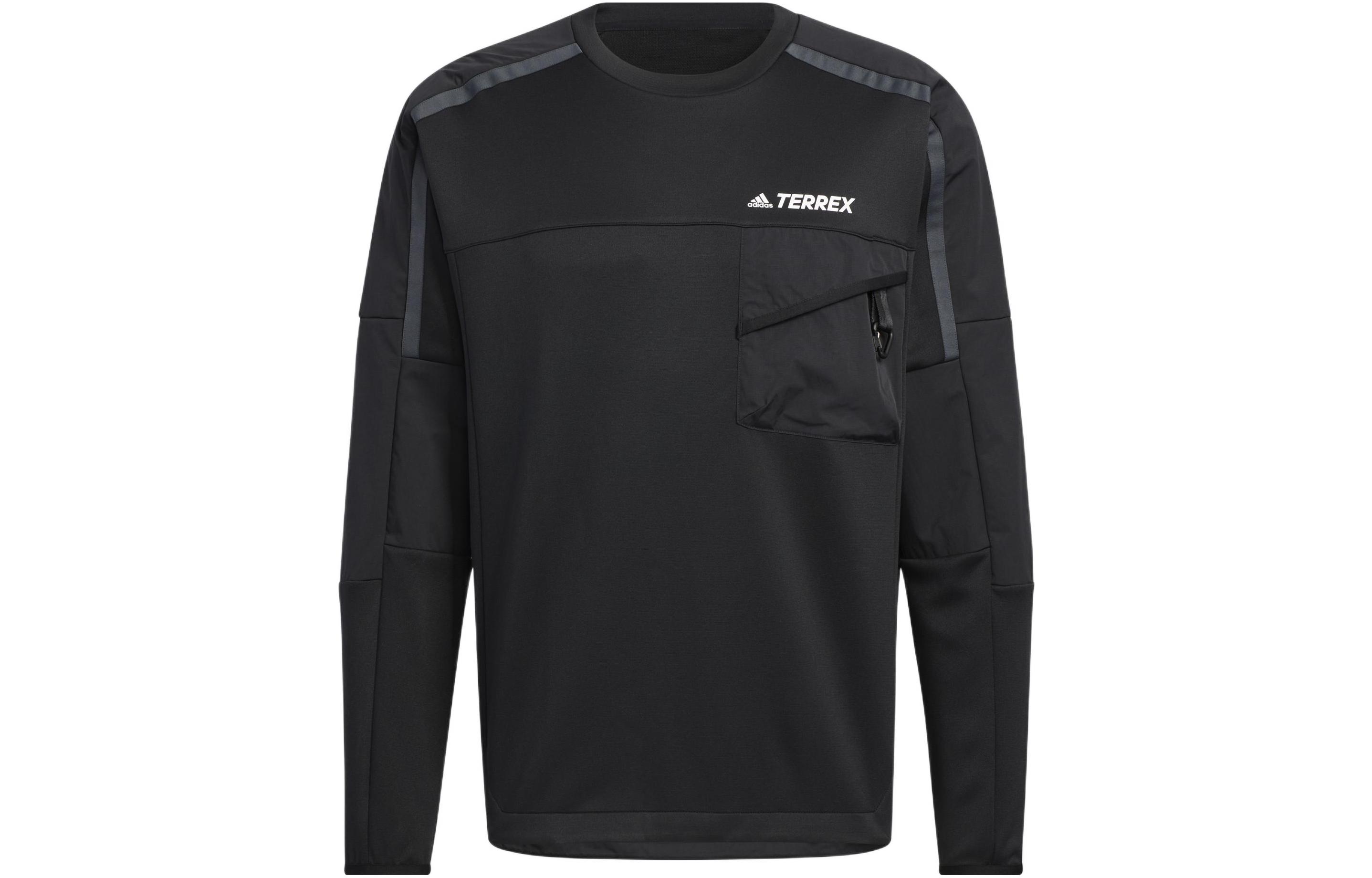adidas Black Pullover Hoodie with Letter Print and Large Pocket HM9721