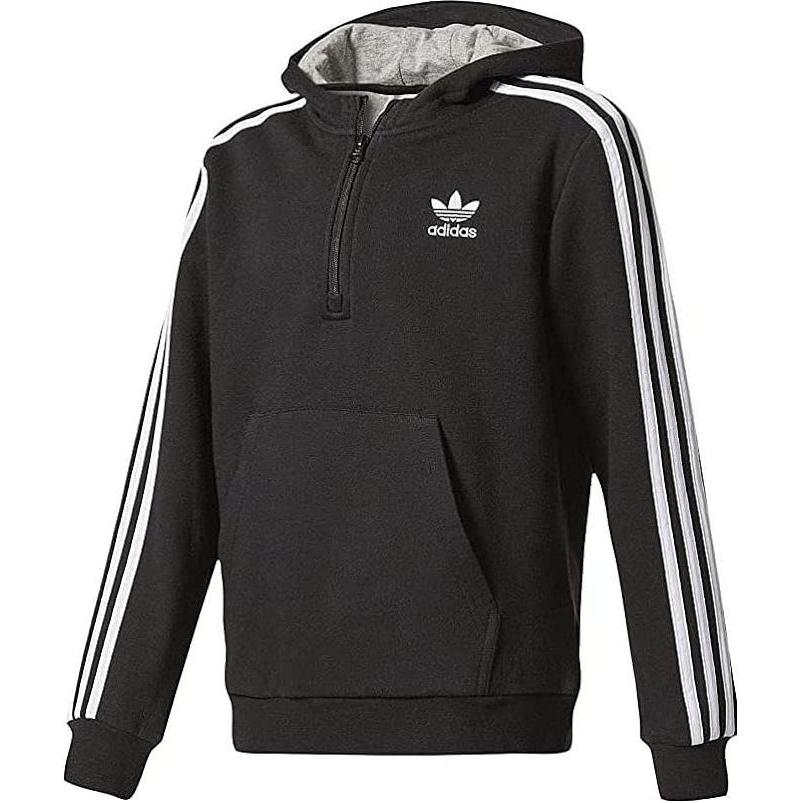 adidas Black Pullover Hoodie with Letter Print Design BQ3928
