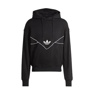 adidas Black Pullover Hoodie with Logo Graphic and Drawstring Design IA2531