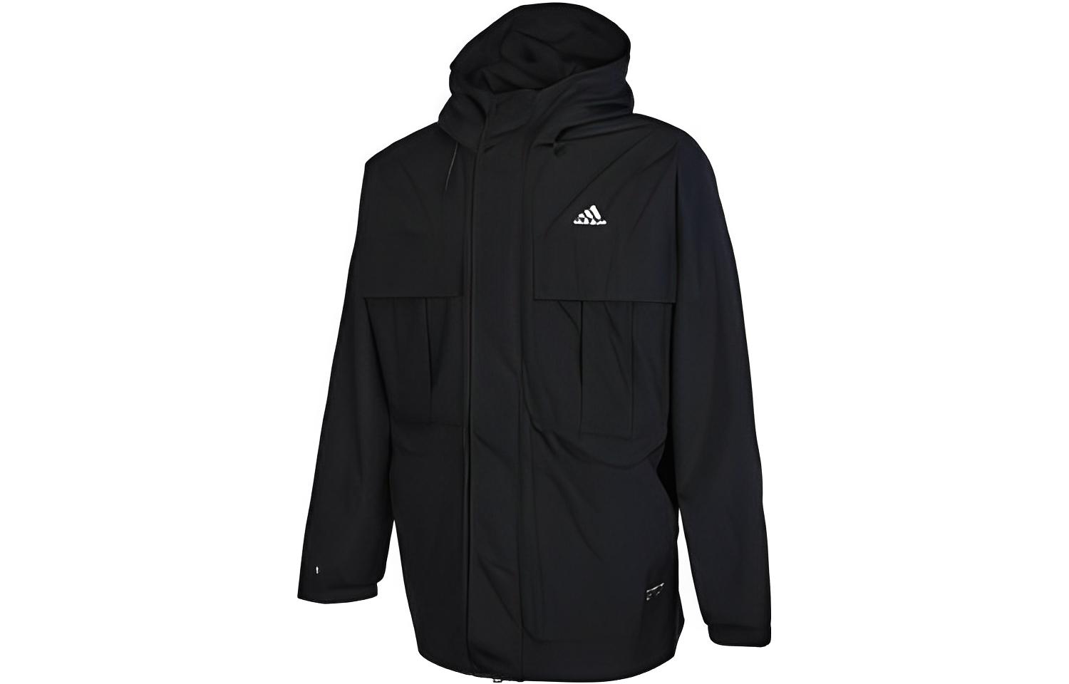 adidas Black Pullover Hoodie with Logo Print HM2707