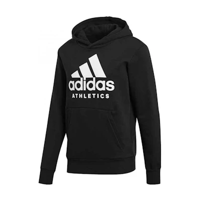 adidas Black Pullover Hoodie with Solid Color Logo Print BR4747