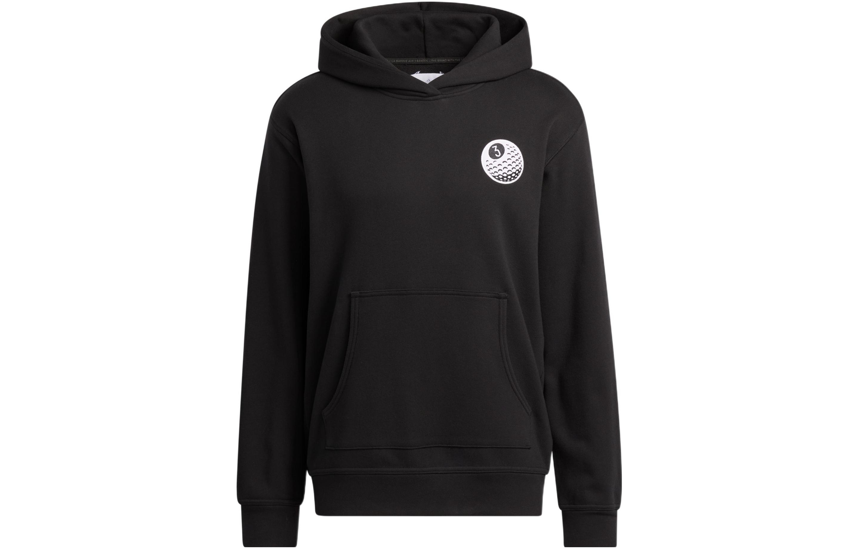 adidas Black Pullover Hoodie with Solid Logo Print HN9524