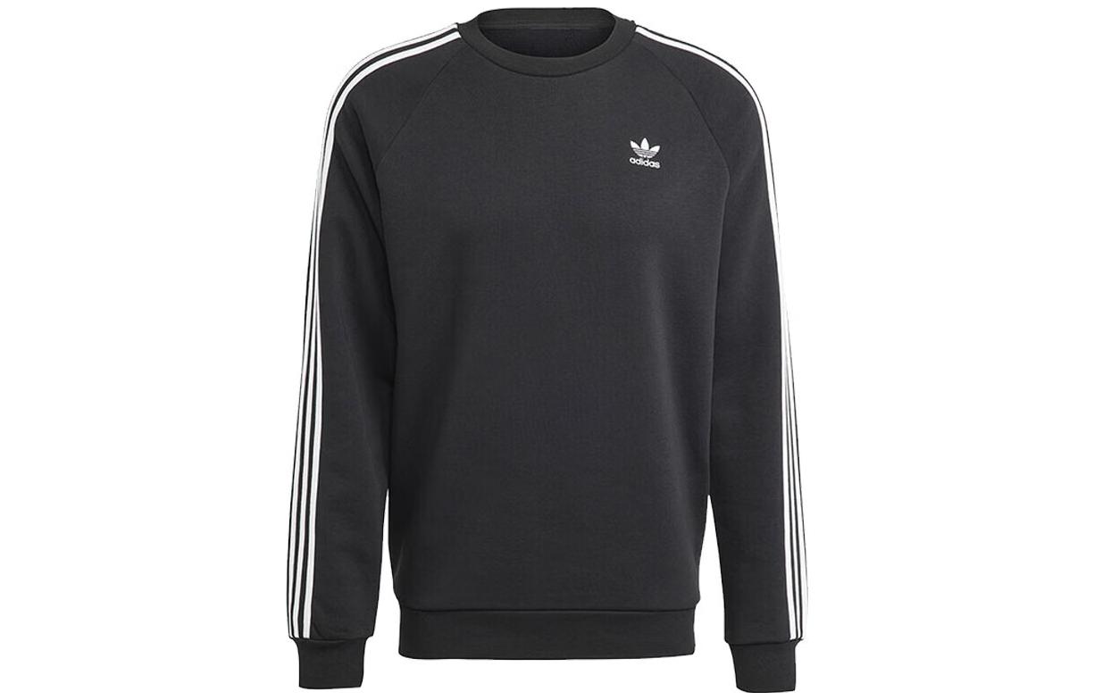 adidas Black Pullover Sweatshirt with Side Stripe Print IA4861