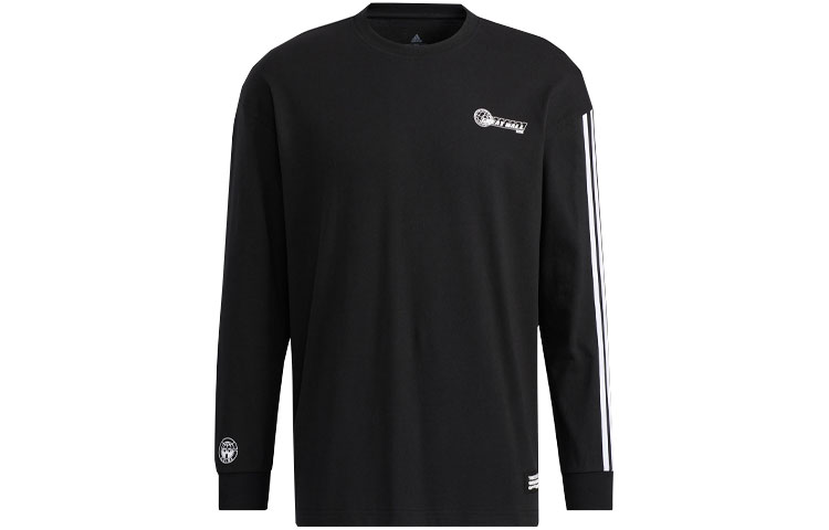 adidas Black Pullover Sweatshirt with Solid Color and Graphic Print H23093