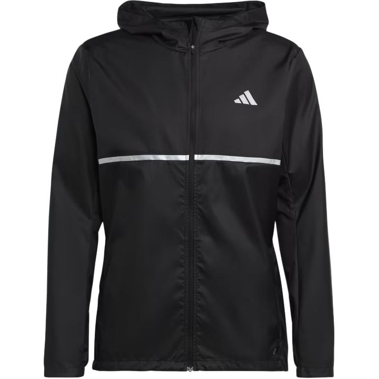adidas Black Reflective Logo Printed Running Jacket with Hood HM8435