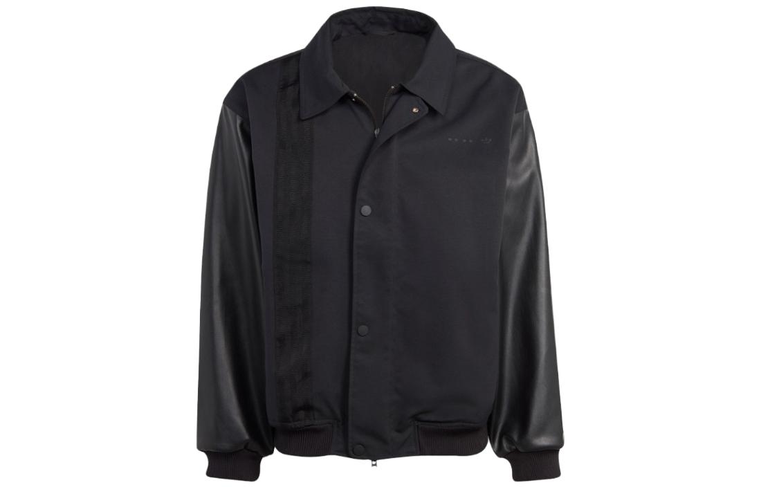 adidas Black Retro Logo Embroidered Print Patchwork Jacket IC8400