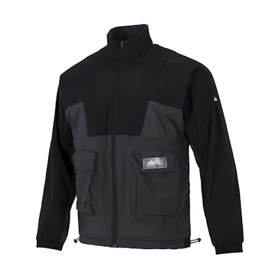 adidas Black Retro Outdoor Jacket with Colorblock Logo and Large Pocket HE9929