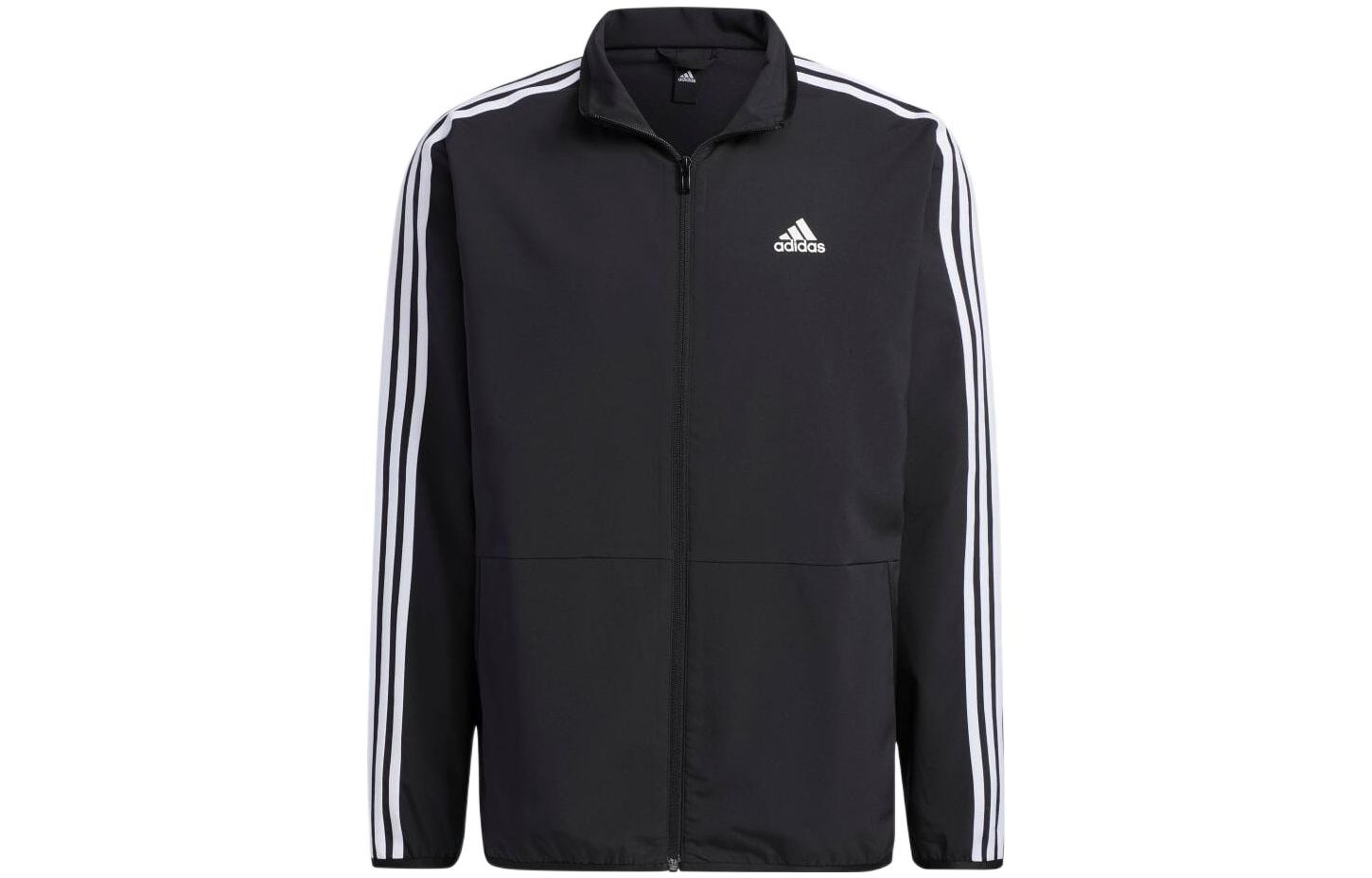 adidas Black Retro Track Jacket with Logo and Three Stripes Design IA9374