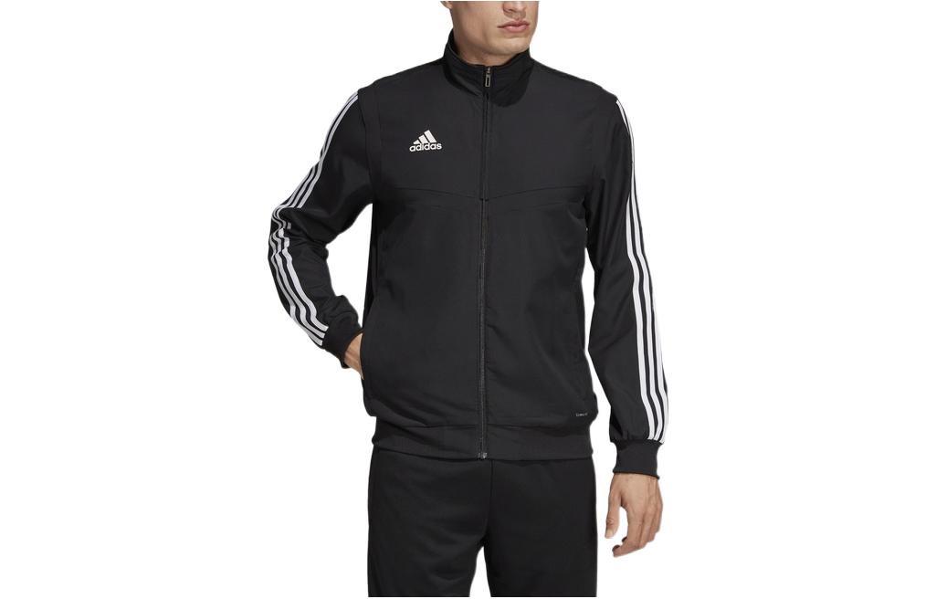 adidas Black Retro Track Jacket with Logo Print & Side Stripes DJ2591