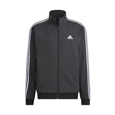 adidas Black Retro Track Jacket with Logo Print and Stand Collar IK7362