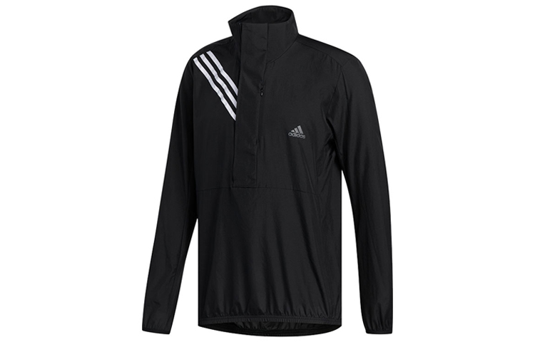 adidas Black Retro Track Jacket with Logo Print and Striped Design FL6971