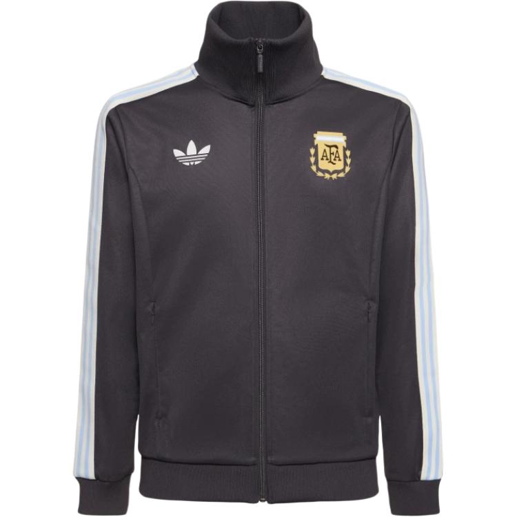 adidas Black Retro Track Jacket with Logo Stripe and Full Zip IU2155T