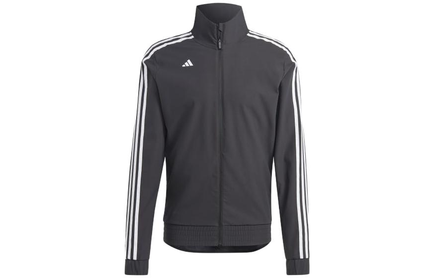 adidas Black Retro Track Jacket with Striped Logo and Full-Zip Design HT3671
