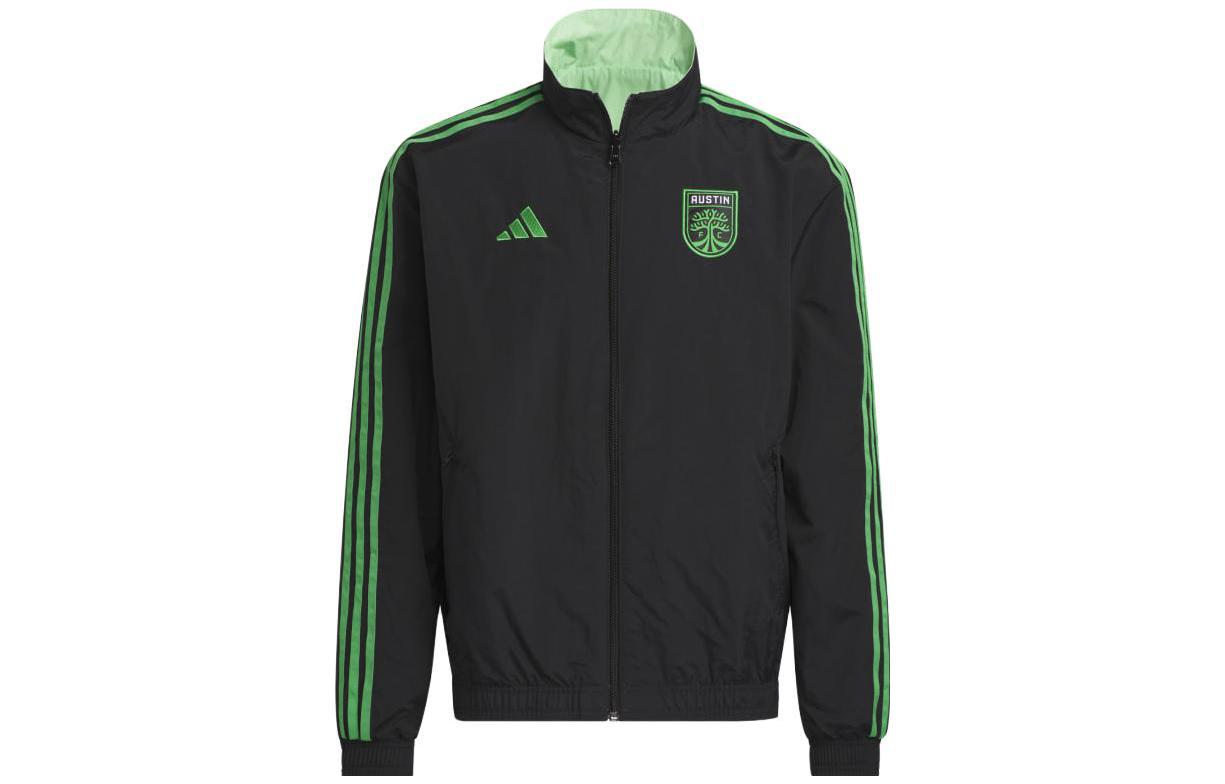 adidas Black Reversible Jacket with Three Stripes Logo and Zip Closure HU0108