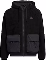 adidas Black Sherpa Fleece Jacket with Solid Logo Design. HR4440 adidas Black Sherpa Fleece Jacket with Solid Logo Design. HR4440