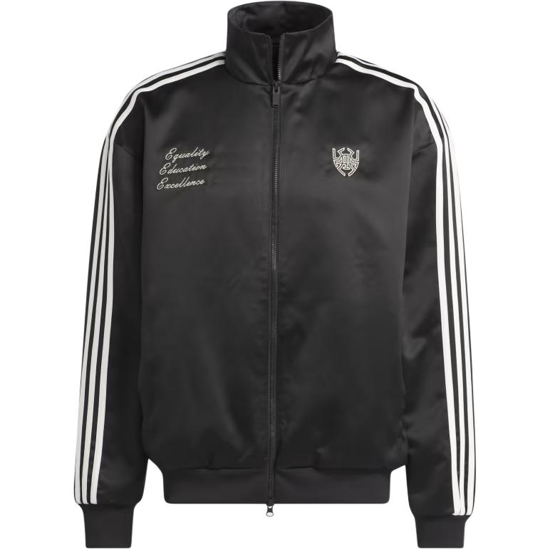 adidas Black Slim Fit Track Jacket with Logo, Zip, and Stripes IJ0281