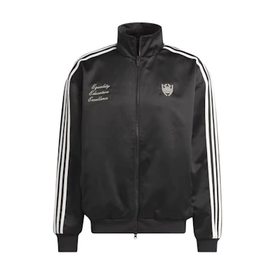 adidas Black Slim Fit Track Jacket with Logo, Zip, and Stripes IJ0281
