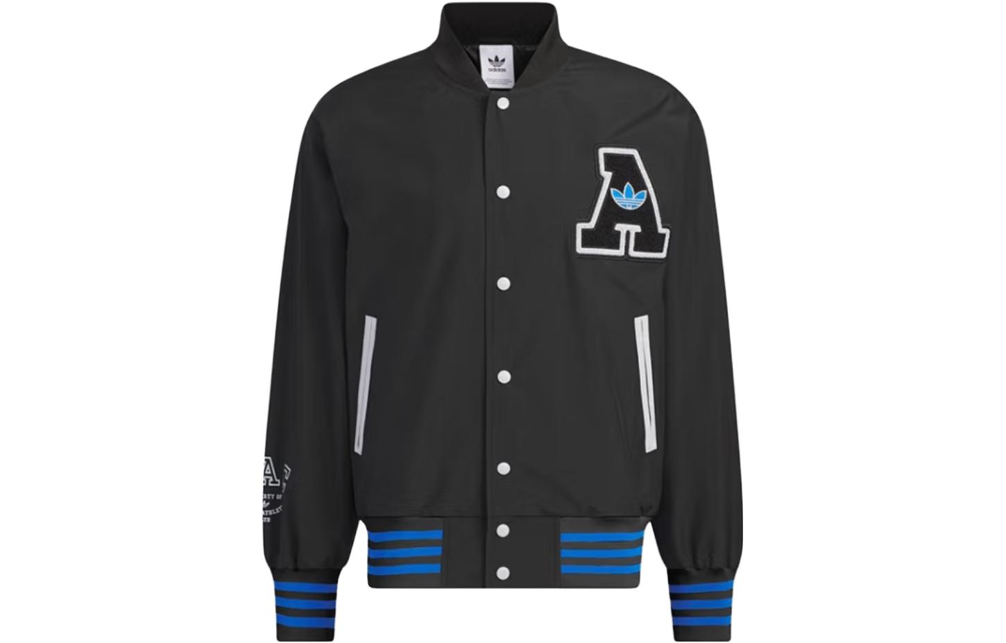 adidas Black Snap Button Letter Print Jacket (Japan Edition) IU4791-JAPAN