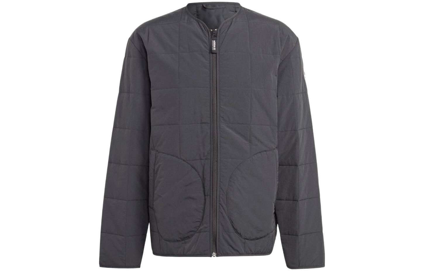 adidas Black Solid Color Baseball Collar Long-Sleeve Jacket IC2333