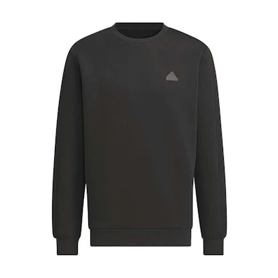 adidas Black Solid Color Crewneck Long Sleeve Sweatshirt Casual Wear JE8639