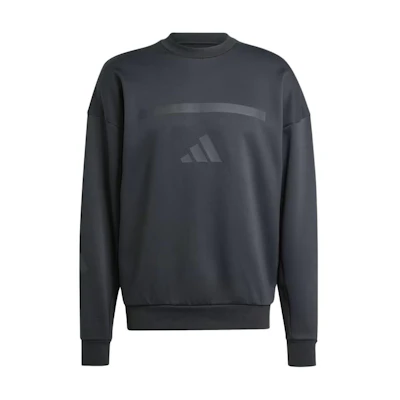 adidas Black Solid Color Crewneck Pullover Sweatshirt JE7536