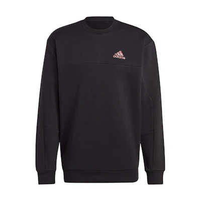 adidas Black Solid Color Crewneck Pullover Sweatshirt HN4758