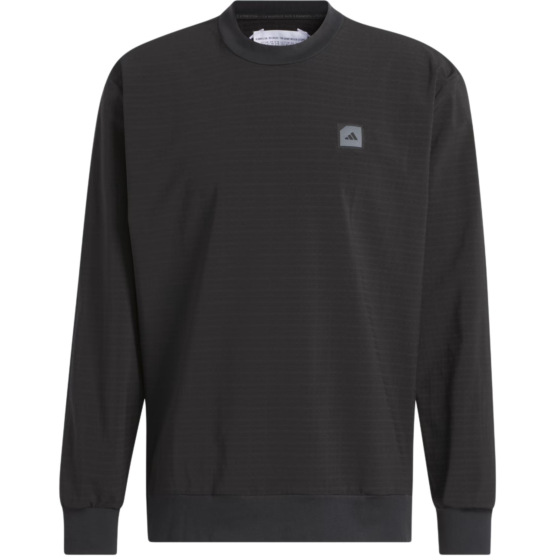adidas Black Solid Color Crewneck Slim Fit Long Sleeve Sweatshirt IL9647