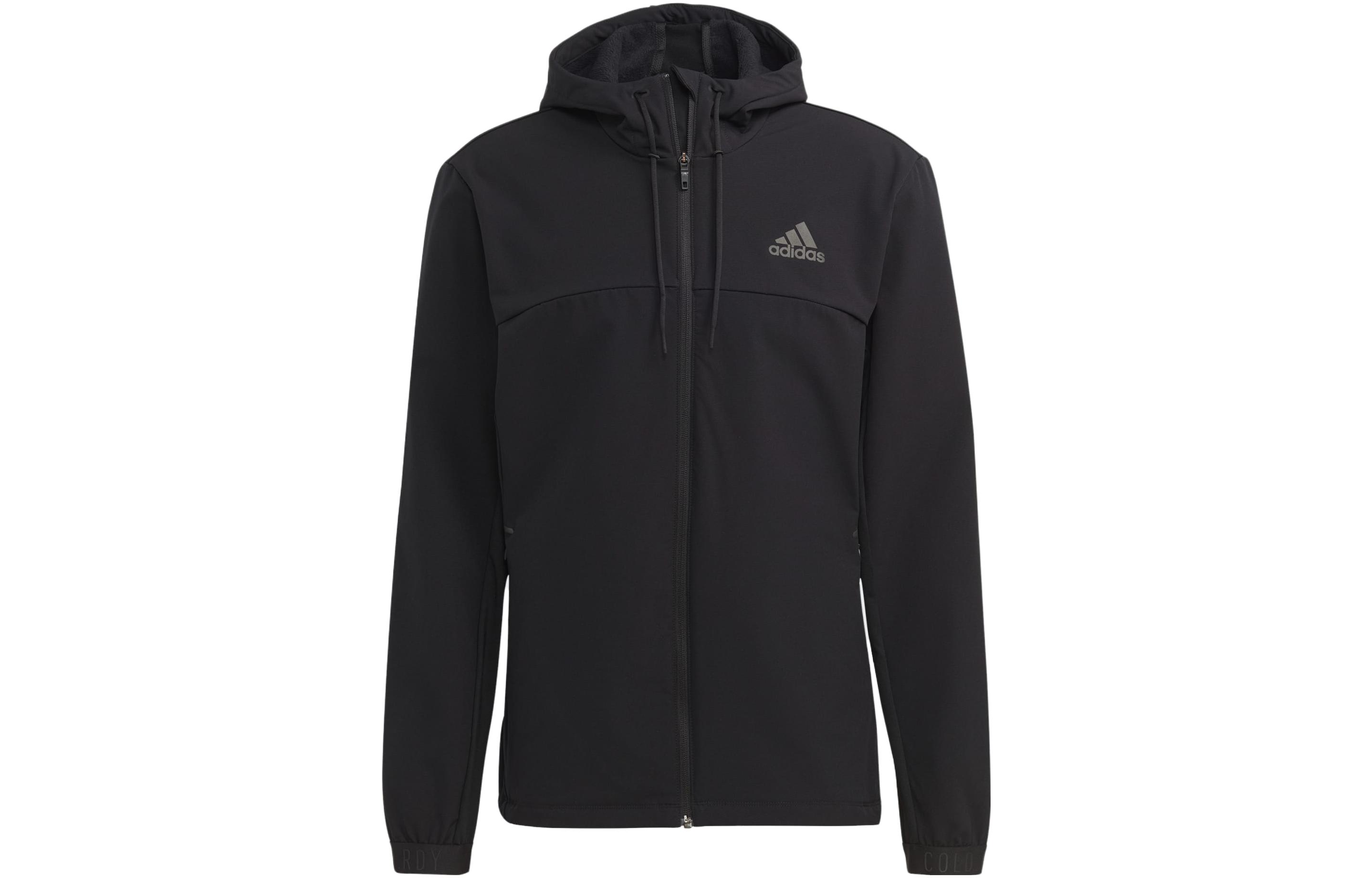adidas Black Solid Color Full-Zip Hoodie HS7494