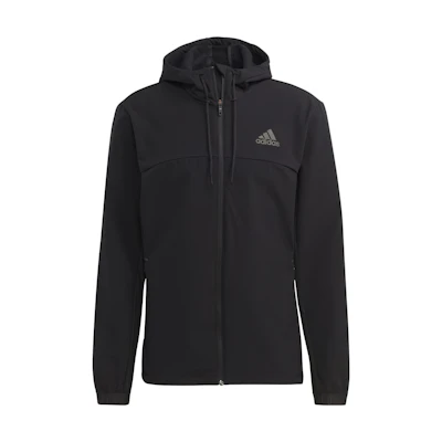 adidas Black Solid Color Full-Zip Hoodie HS7494