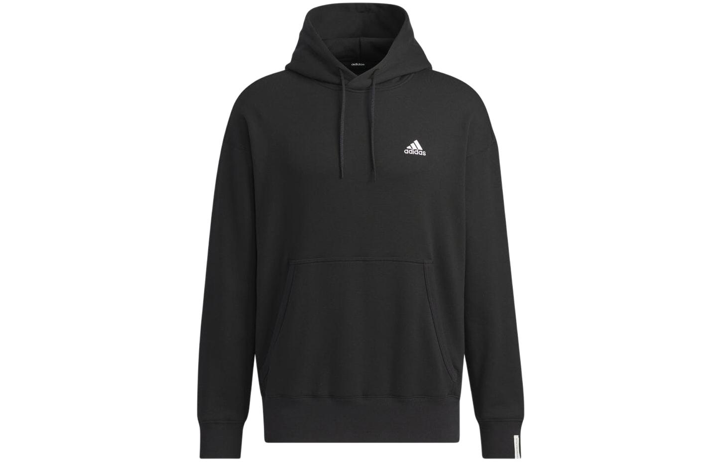 adidas Black Solid Color Hoodie with Logo JF3919