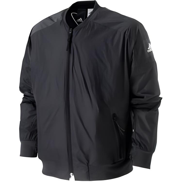adidas Black Solid Color Jacket with Logo Print BR8384