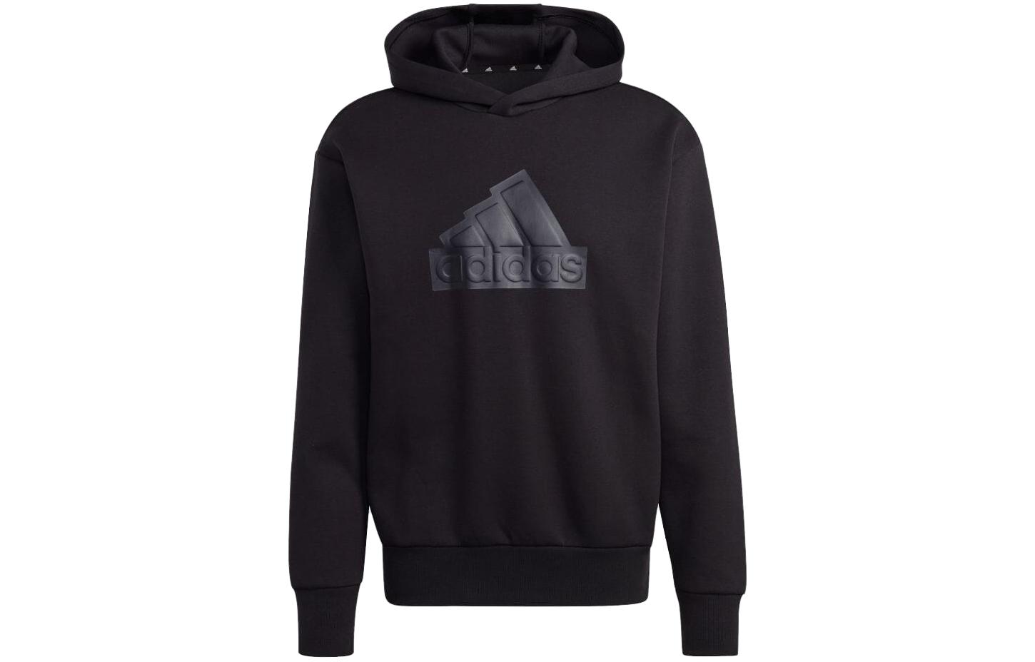 adidas Black Solid Color Pullover Hoodie IC3749