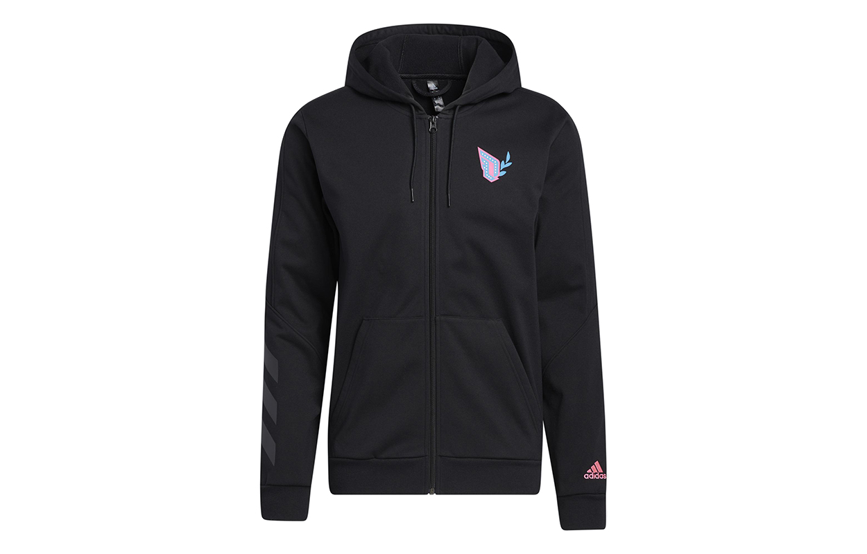 adidas Black Solid Color Sports Running Training Hooded Jacket GP6259
