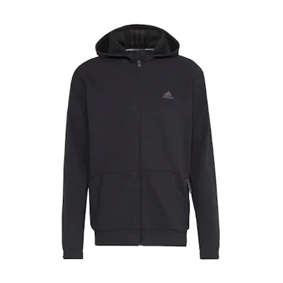 adidas Black Solid Color Track Jacket with Zip and Stand Collar HL2403