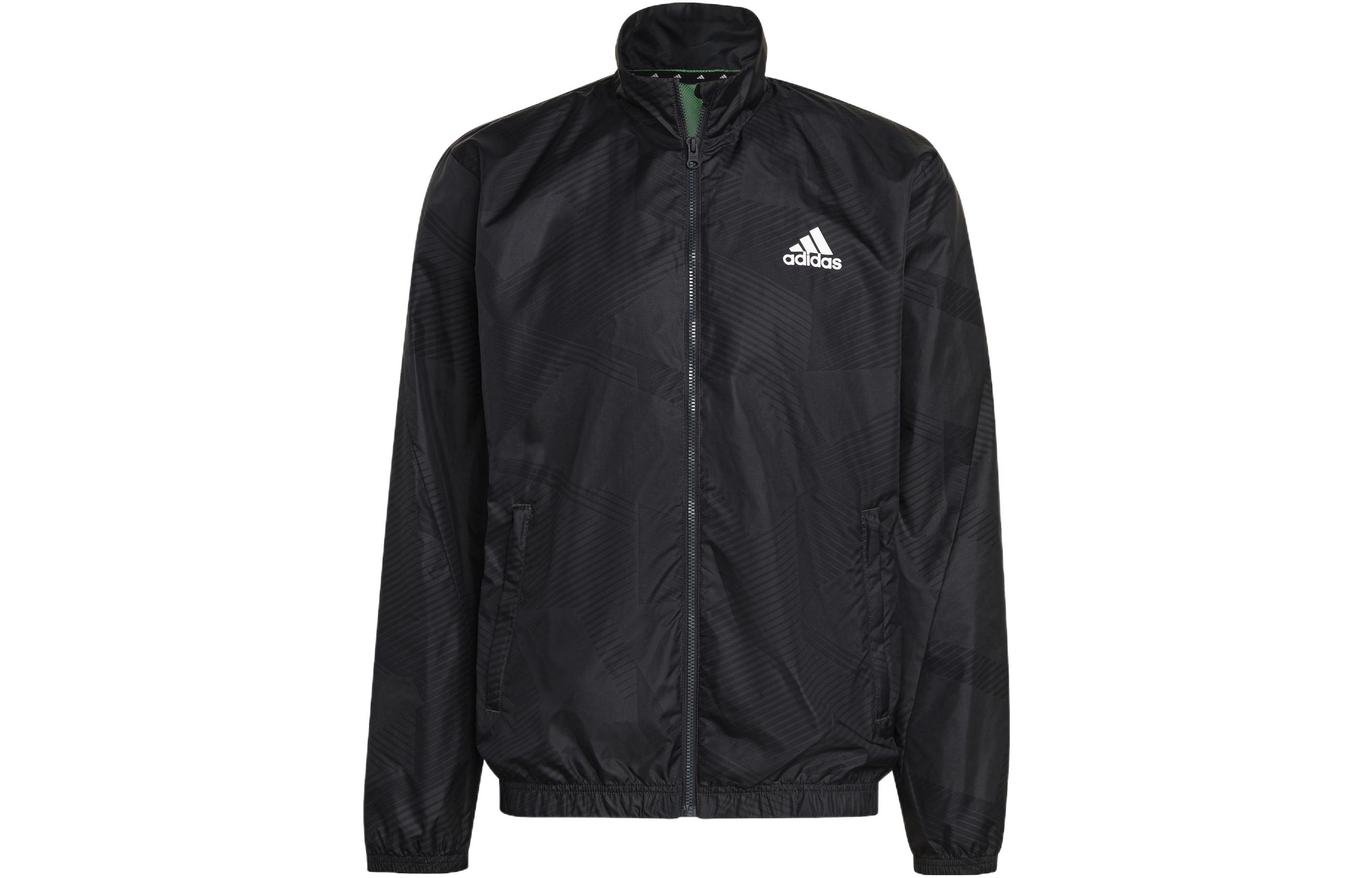 adidas Black Solid Color Zip-Up Track Jacket H18415