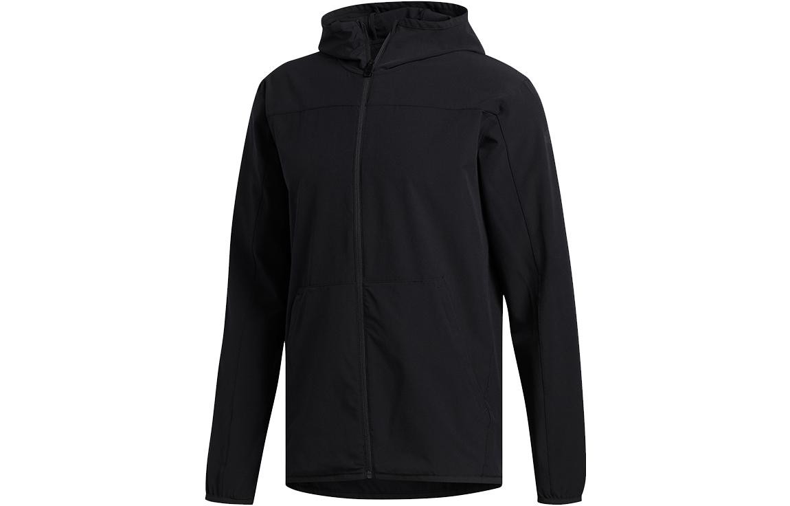 adidas Black Solid Color Zipper Hoodie Jacket FL1507