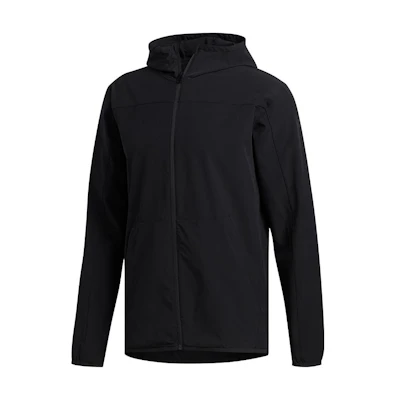 adidas Black Solid Color Zipper Hoodie Jacket FL1507