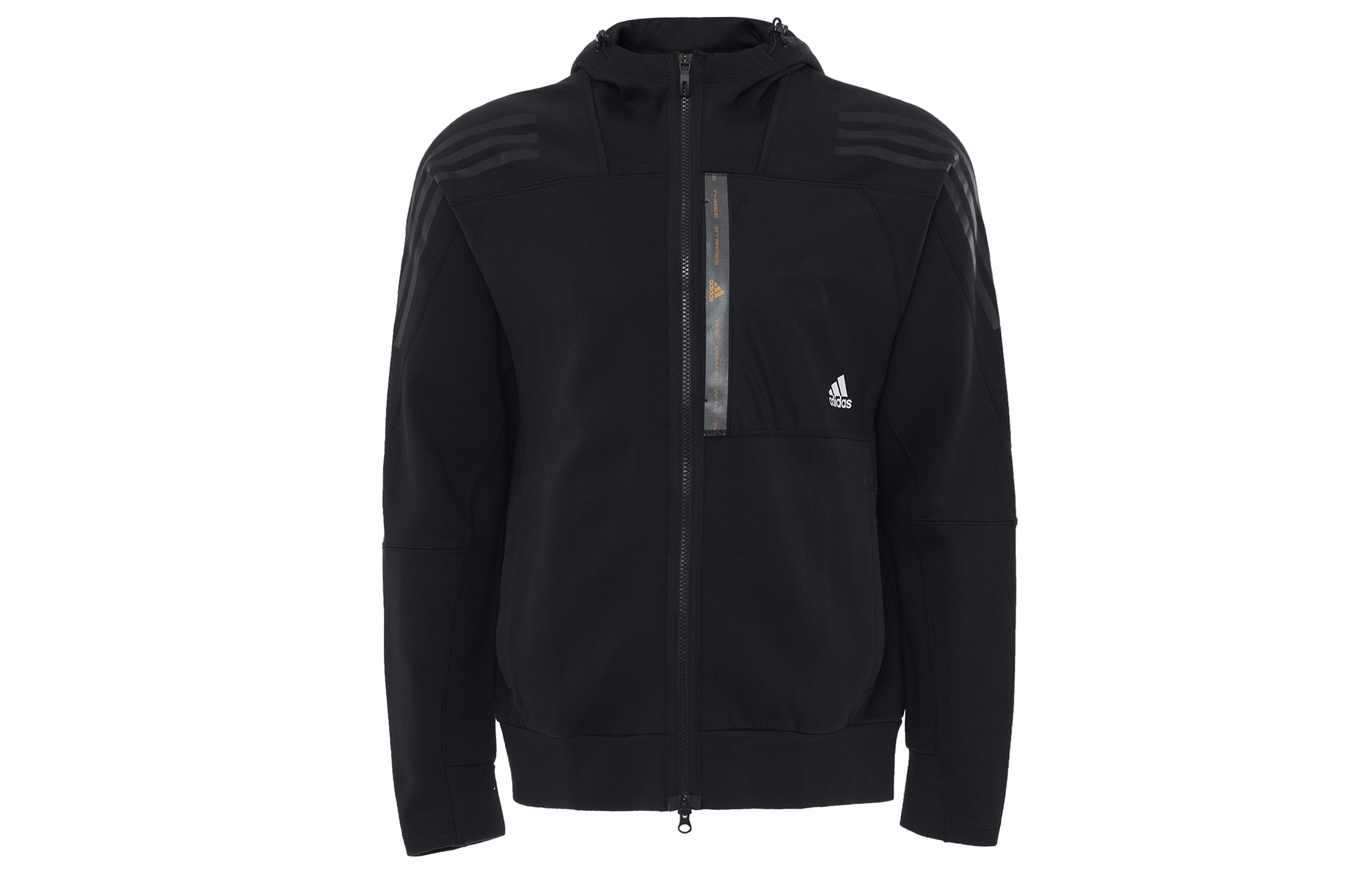 Order adidas Hoodie Jaket Hitam Solid Knit Multi-Pocket HE7404