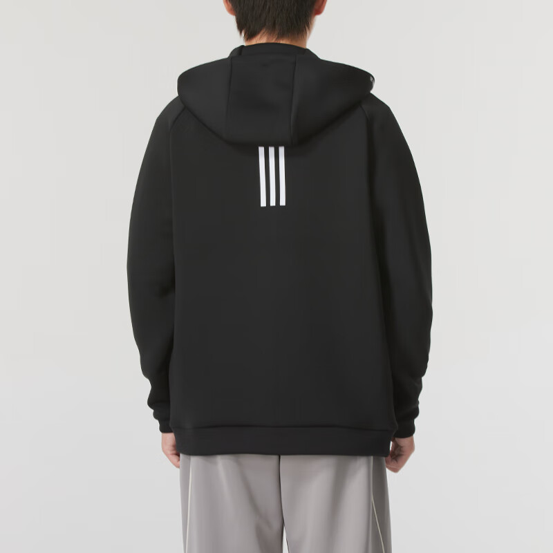 adidas Black Solid Letter Logo Print Hooded Jacket IX5706 圖 4