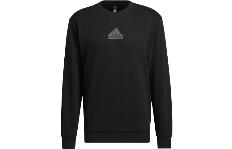 adidas Black Solid Logo Crewneck Long-Sleeve Sweatshirt IP4965