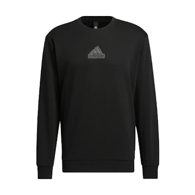adidas Black Solid Logo Crewneck Long-Sleeve Sweatshirt IP4965