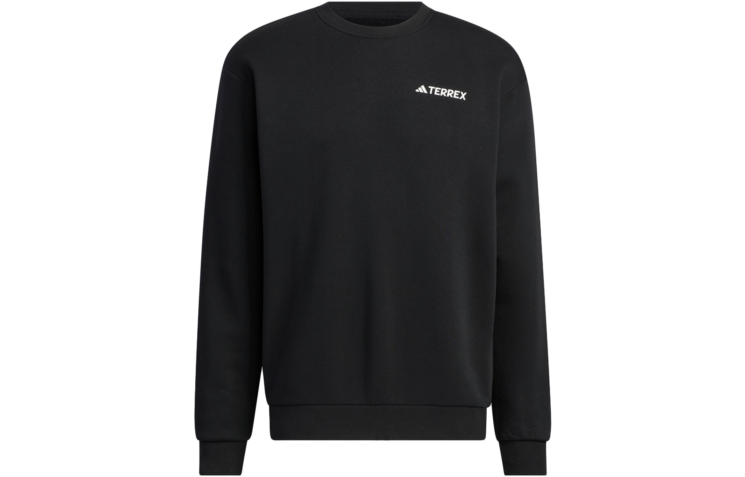 adidas Black Solid Logo Crewneck Long Sleeve Sweatshirt IC4475