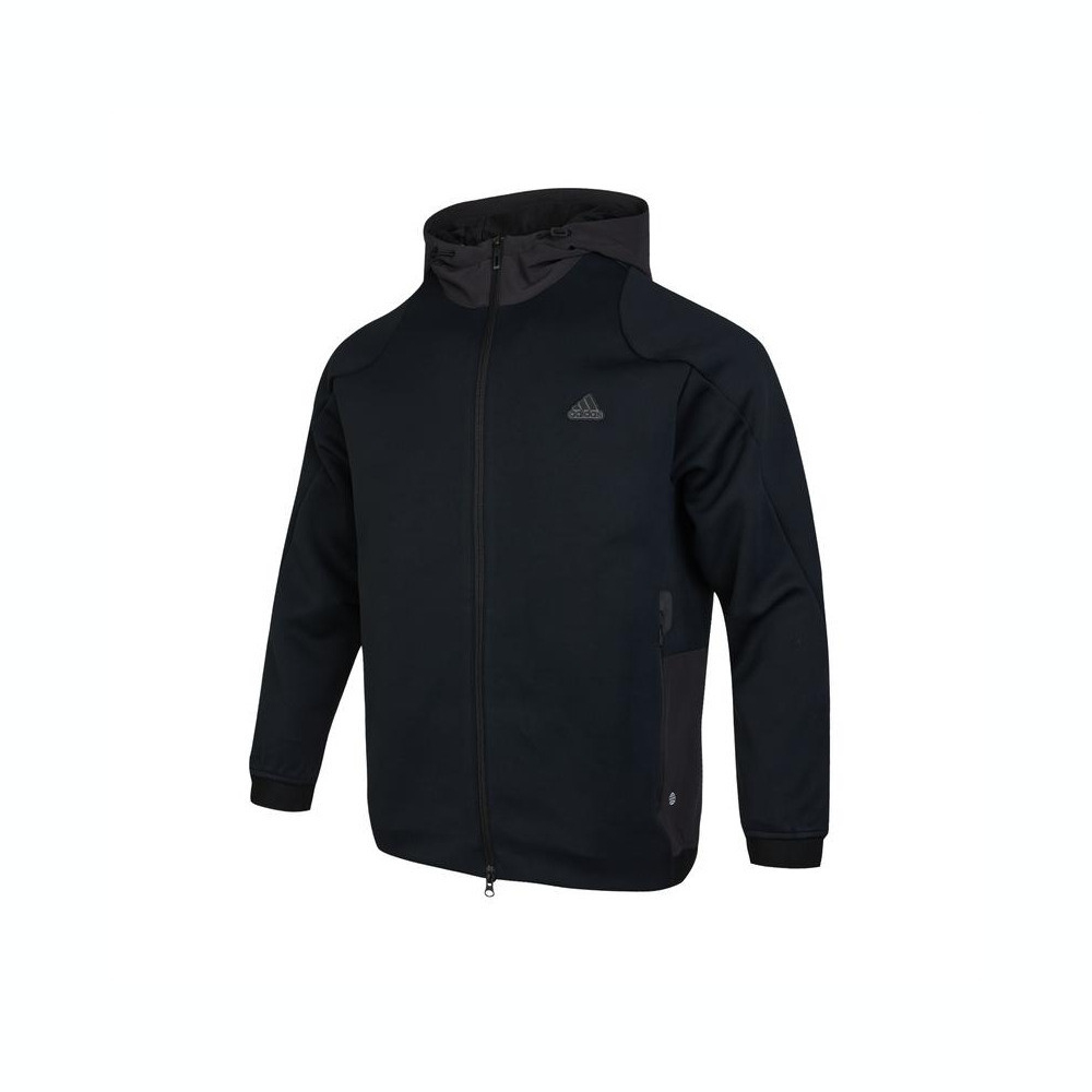 adidas Black Solid Logo Hooded Jacket HY5835