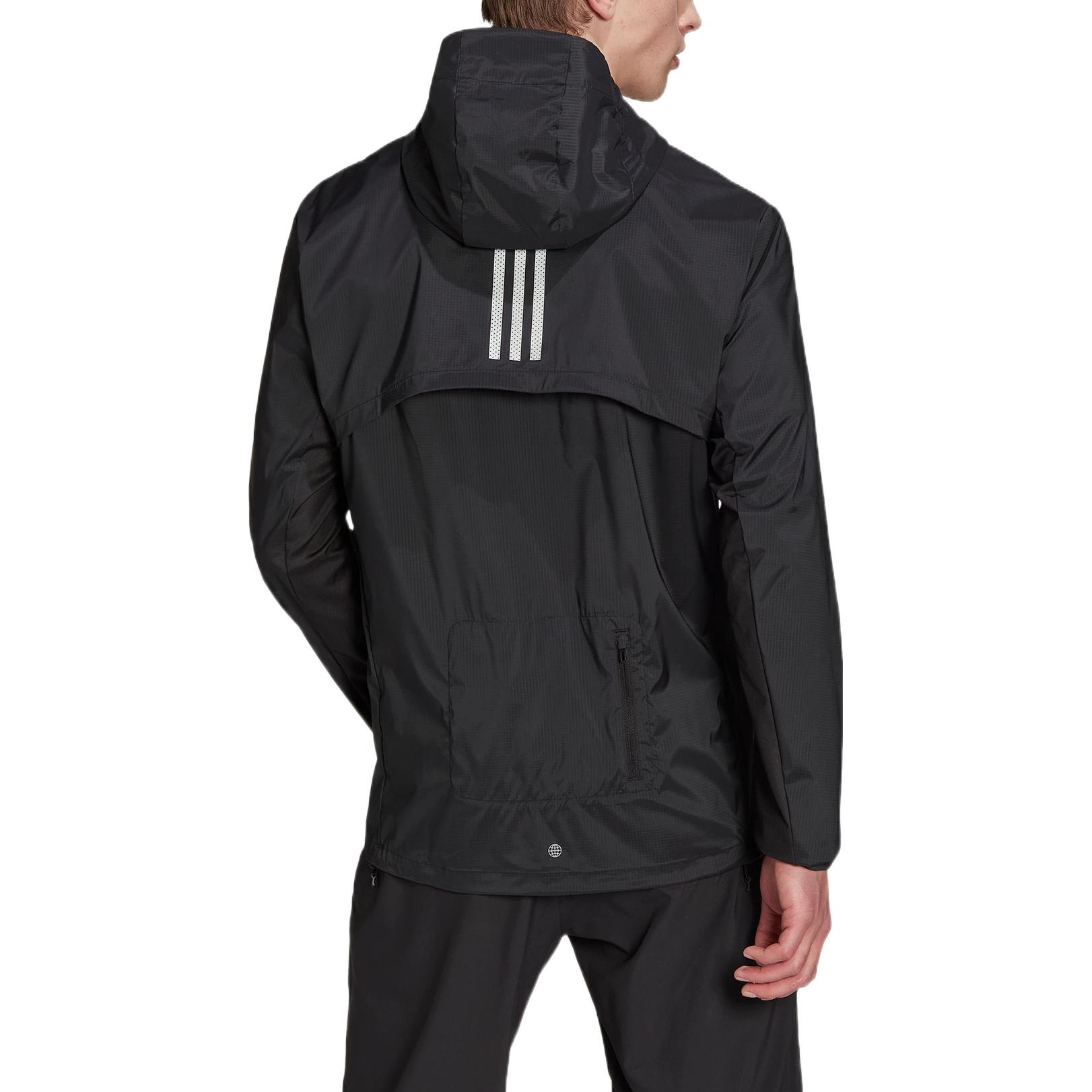 adidas Black Solid Logo Print Hoodie Jacket Sportswear HK5637 圖 4