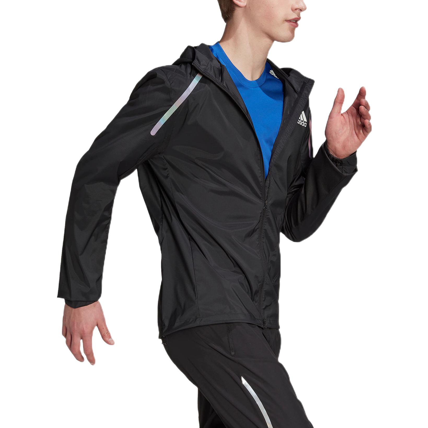 adidas Black Solid Logo Print Hoodie Jacket Sportswear HK5637 圖 5