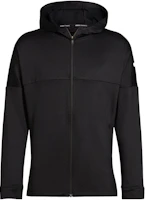 adidas Black Solid Logo Print Zip-Up Hooded Jacket HD3518 adidas Black Solid Logo Print Zip-Up Hooded Jacket HD3518